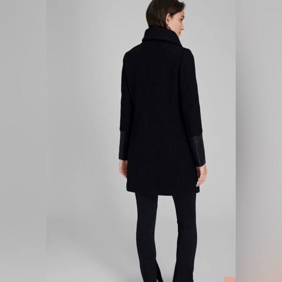 CLUB MONACO HALLI COAT %100 Wool and %100 Leather Trim. size LARGE - Picture 3 of 11